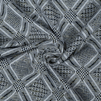 Black, White Cotton Lurex Jacquard | SKU: J-521