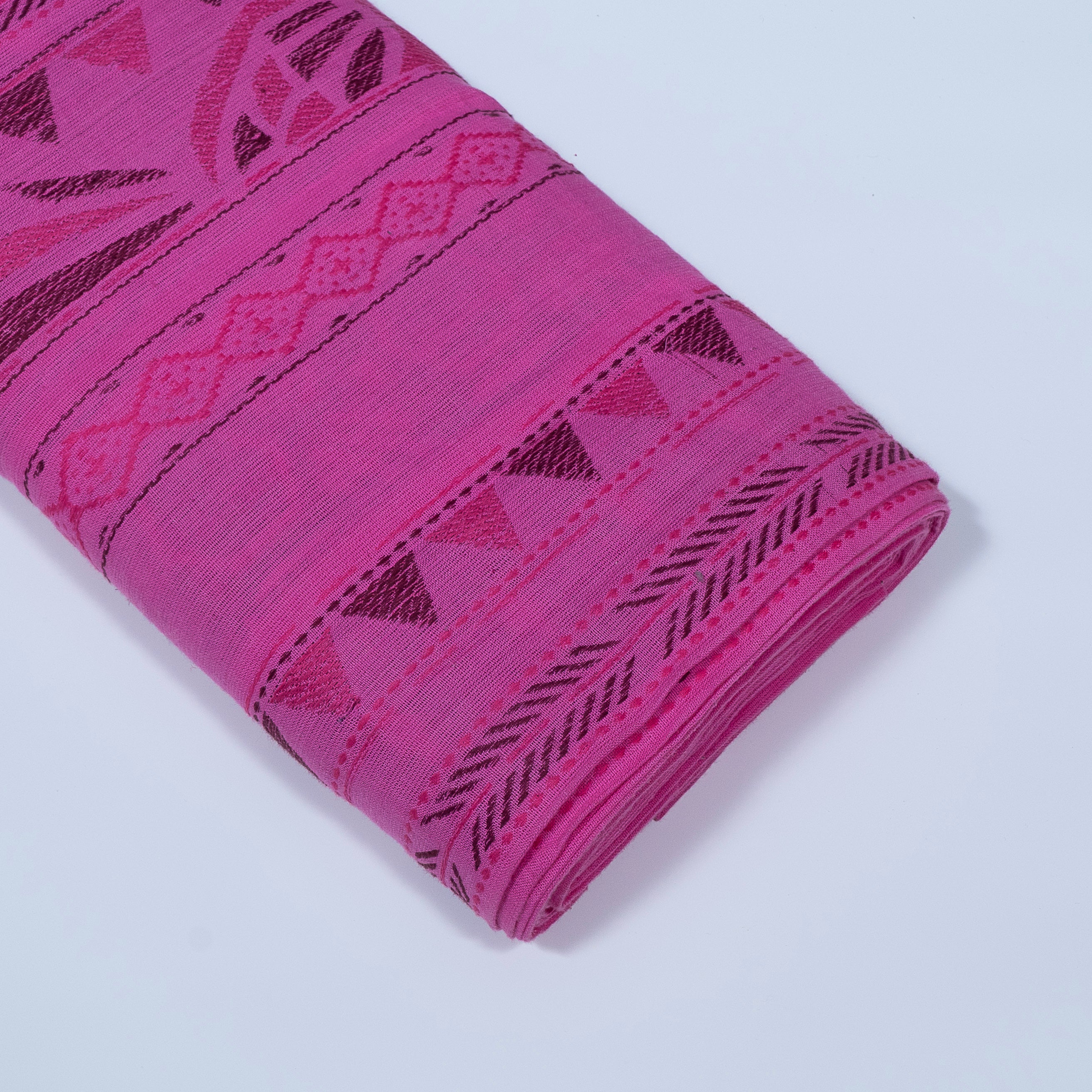 Pink Color Geometric Design Cotton Jacquard (Sku: J-529)