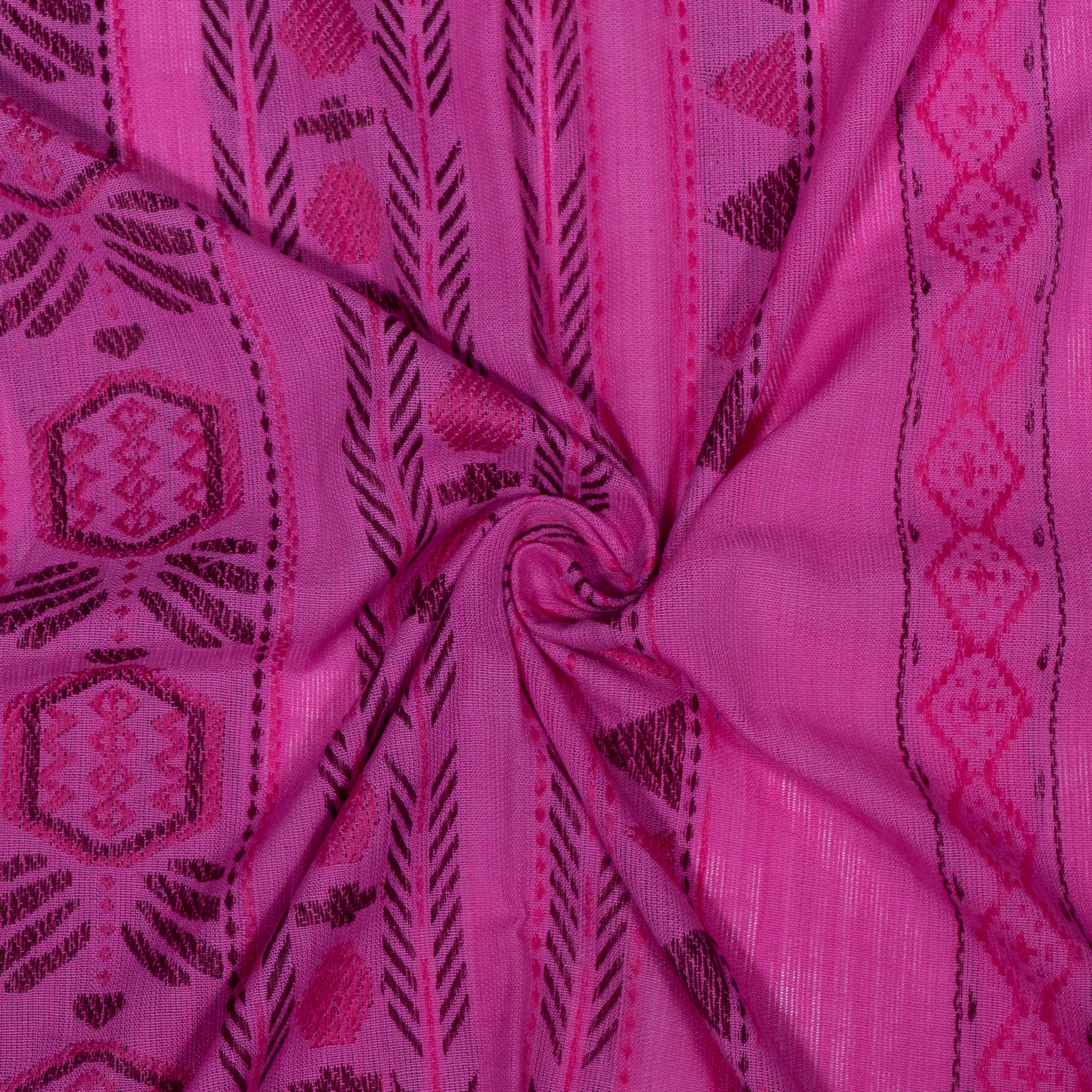 Pink Color Geometric Design Cotton Jacquard (Sku: J-529)