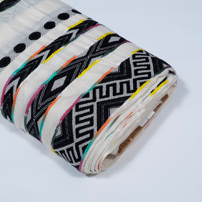 White, Black Lightweight Cotton Jacquard | SKU: J-538