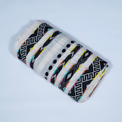 White, Black Lightweight Cotton Jacquard | SKU: J-538