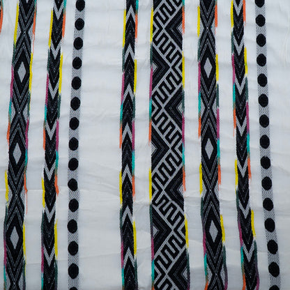 White, Black Lightweight Cotton Jacquard | SKU: J-538