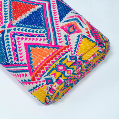 Multicolor Abstract Design Cotton Acrylic Jacquard | SKU: J-561