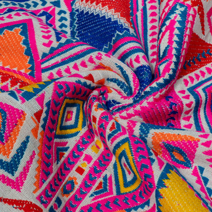 Multicolor Abstract Design Cotton Acrylic Jacquard | SKU: J-561