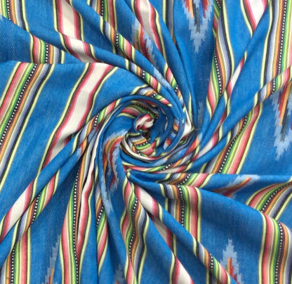 Blue, Multicolor Lightweight Cotton Jacquard | SKU: J-579