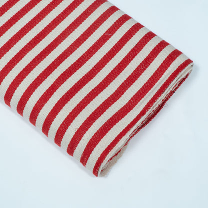 Red & White Stripe Cotton Jacquard | SKU: J-587