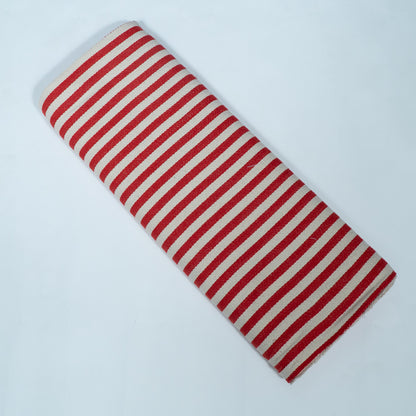 Red & White Stripe Cotton Jacquard | SKU: J-587