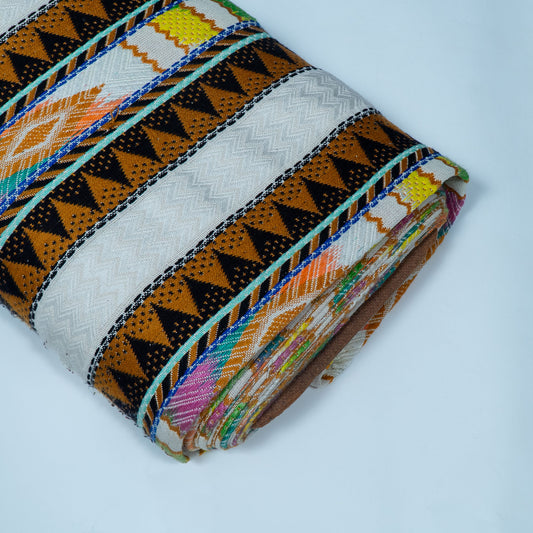 Multicolor Abstract Design Cotton Acrylic Jacquard | SKU: J-591