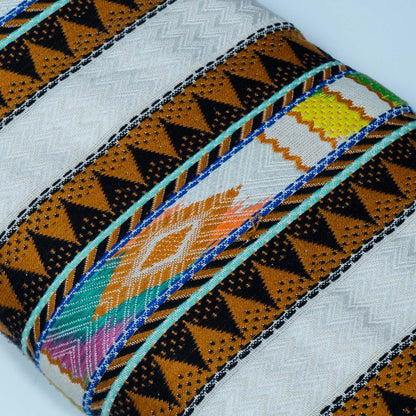 Multicolor Abstract Design Cotton Acrylic Jacquard | SKU: J-591