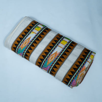 Multicolor Abstract Design Cotton Acrylic Jacquard | SKU: J-591