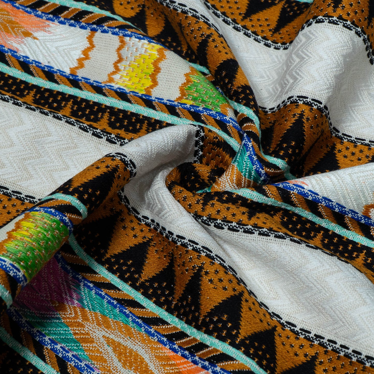 Multicolor Abstract Design Cotton Acrylic Jacquard | SKU: J-591
