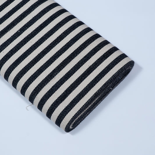 Black & White Stripe Cotton Jacquard (Sku: J-67)
