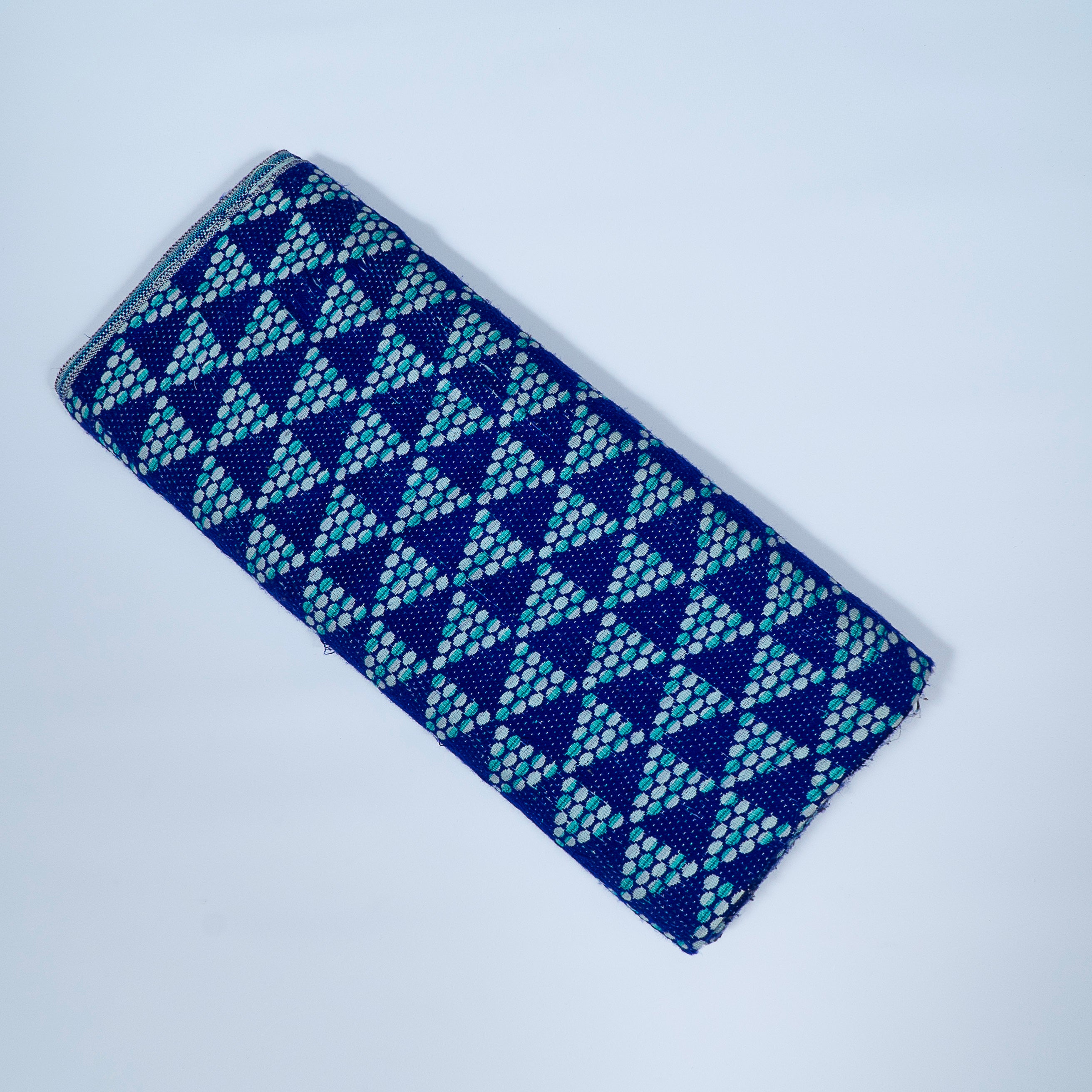 Blue & White Geometric Cotton Blend Jacquard (Sku: J-88)