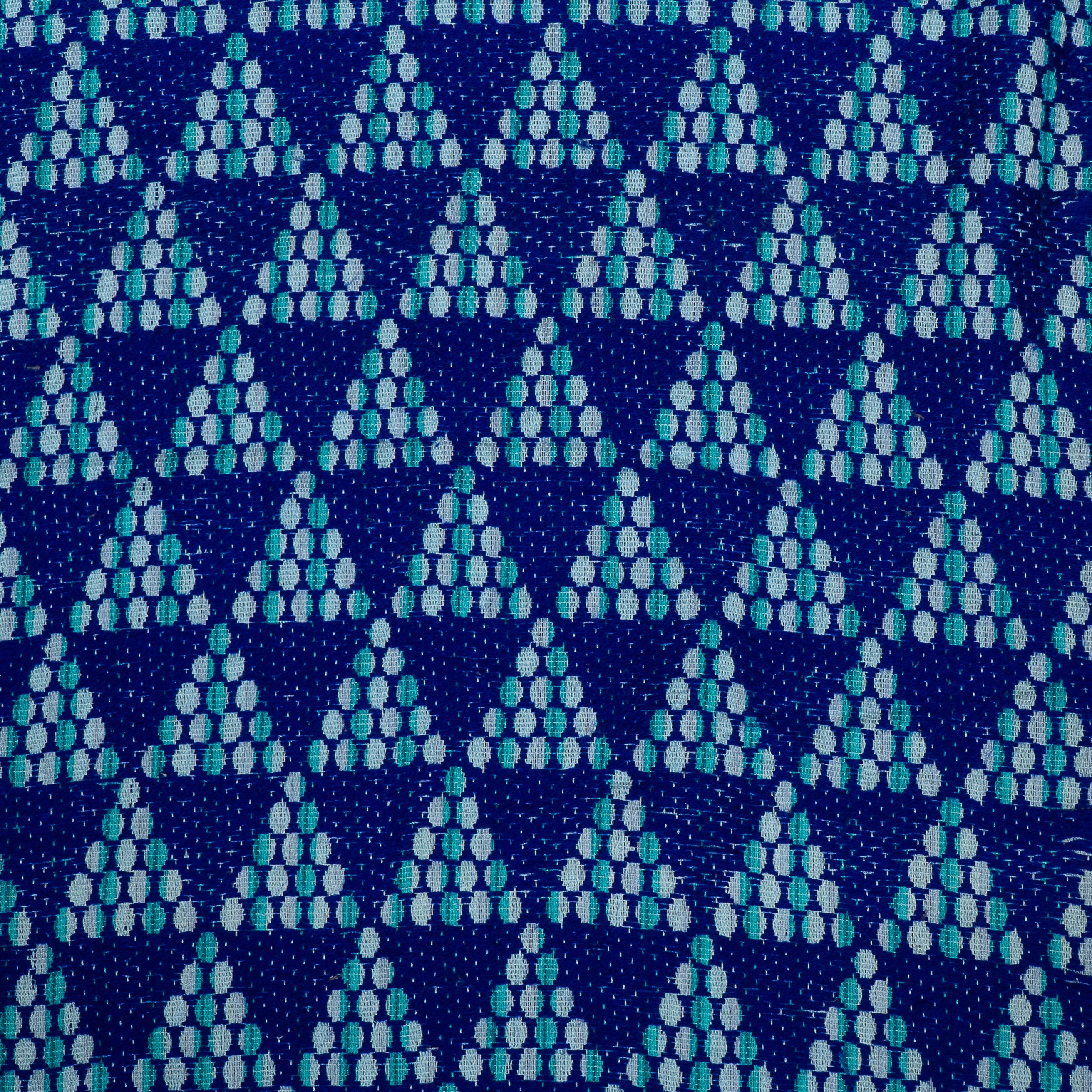 Blue & White Geometric Cotton Blend Jacquard (Sku: J-88)