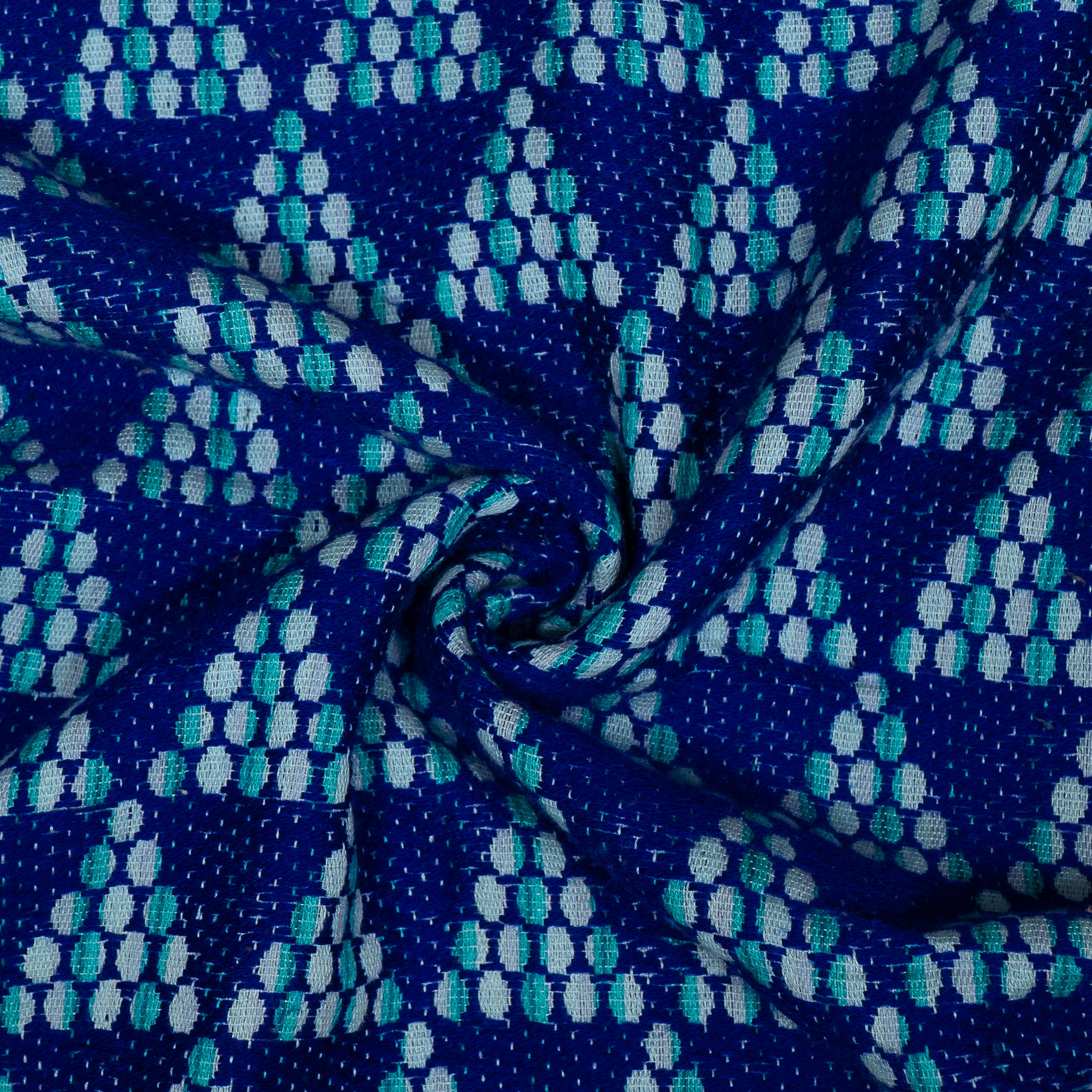 Blue & White Geometric Cotton Blend Jacquard (Sku: J-88)