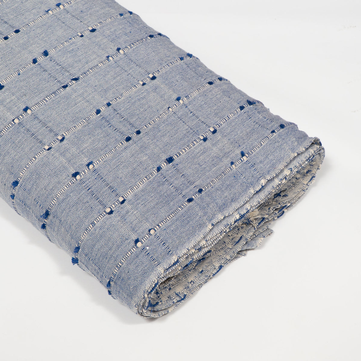 Blue Dobby Cotton Blend Jacquard Fabric - 44" (112 cm)