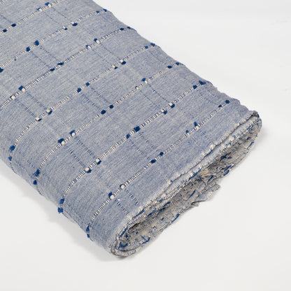 Blue Dobby Cotton Blend Jacquard Fabric - 44" (112 cm)