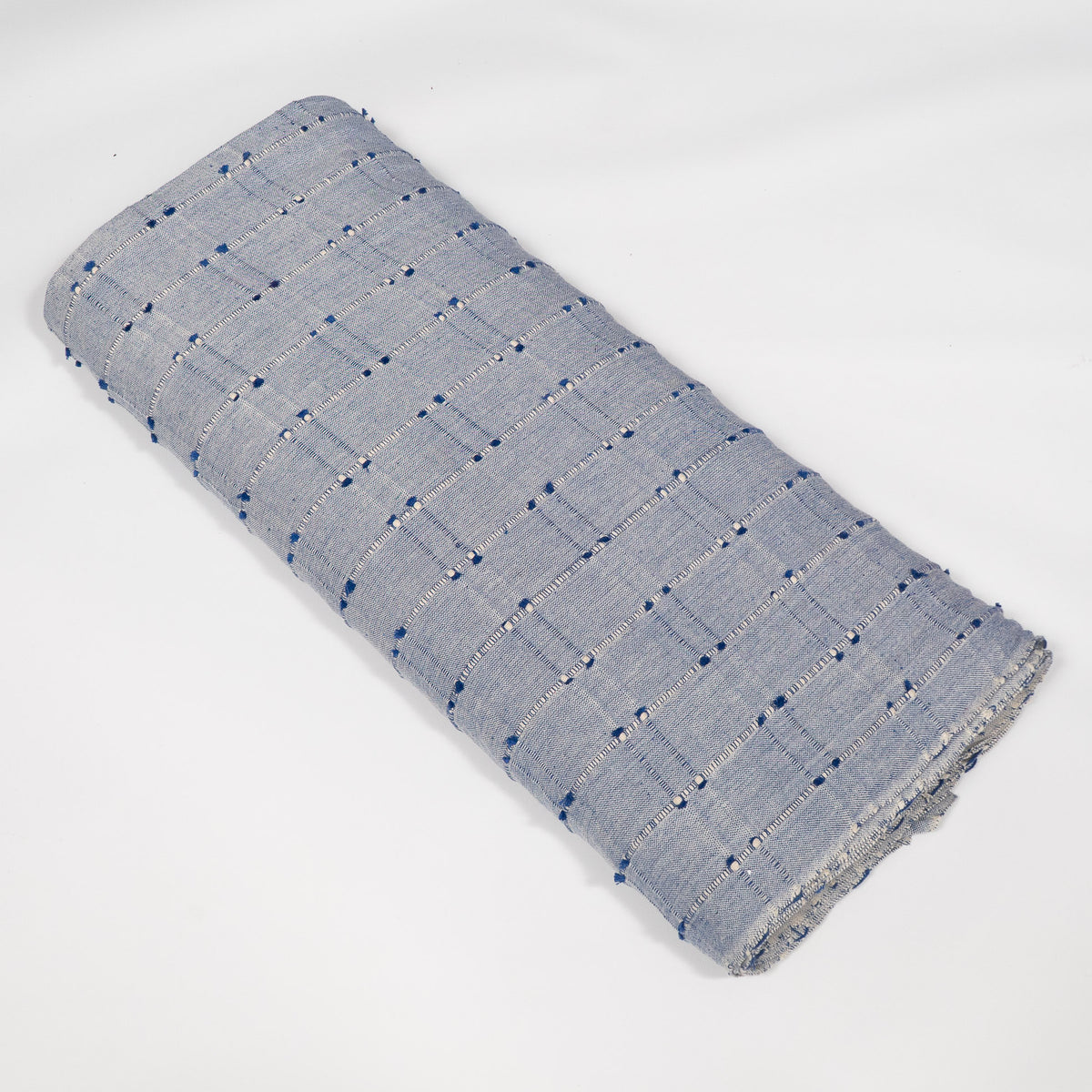 Blue Dobby Cotton Blend Jacquard Fabric - 44" (112 cm)