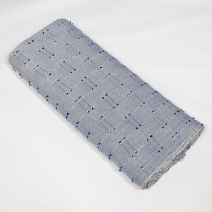 Blue Dobby Cotton Blend Jacquard Fabric - 44" (112 cm)