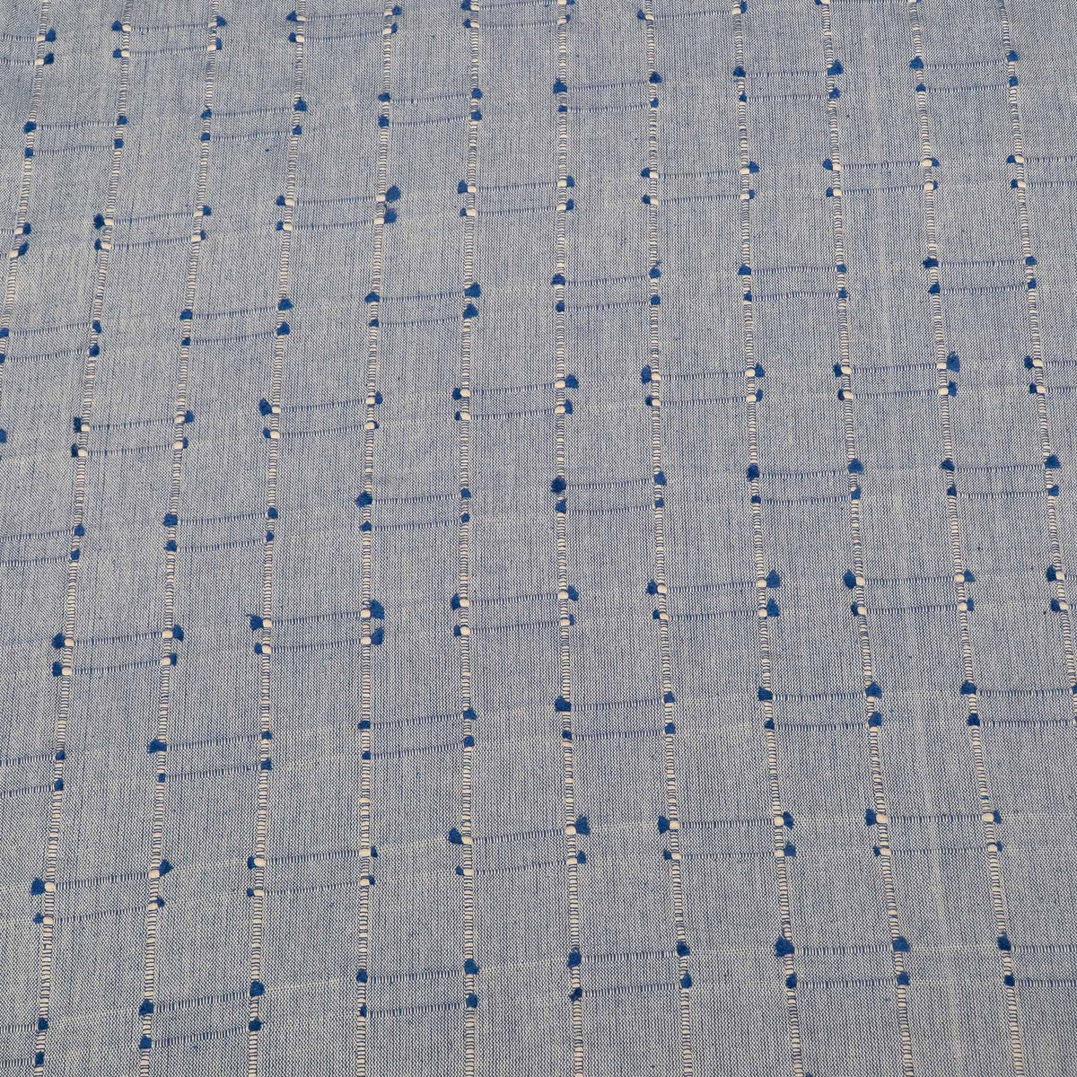 Blue Dobby Cotton Blend Jacquard Fabric - 44" (112 cm)
