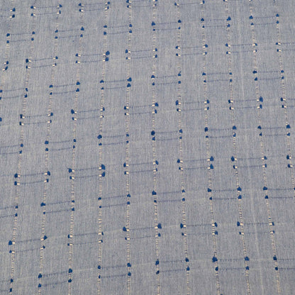 Blue Dobby Cotton Blend Jacquard Fabric - 44" (112 cm)