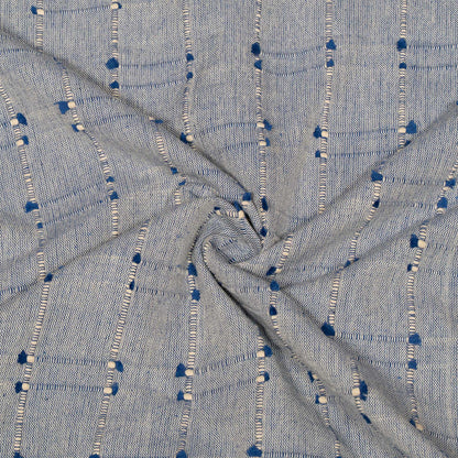 Blue Dobby Cotton Blend Jacquard Fabric - 44" (112 cm)