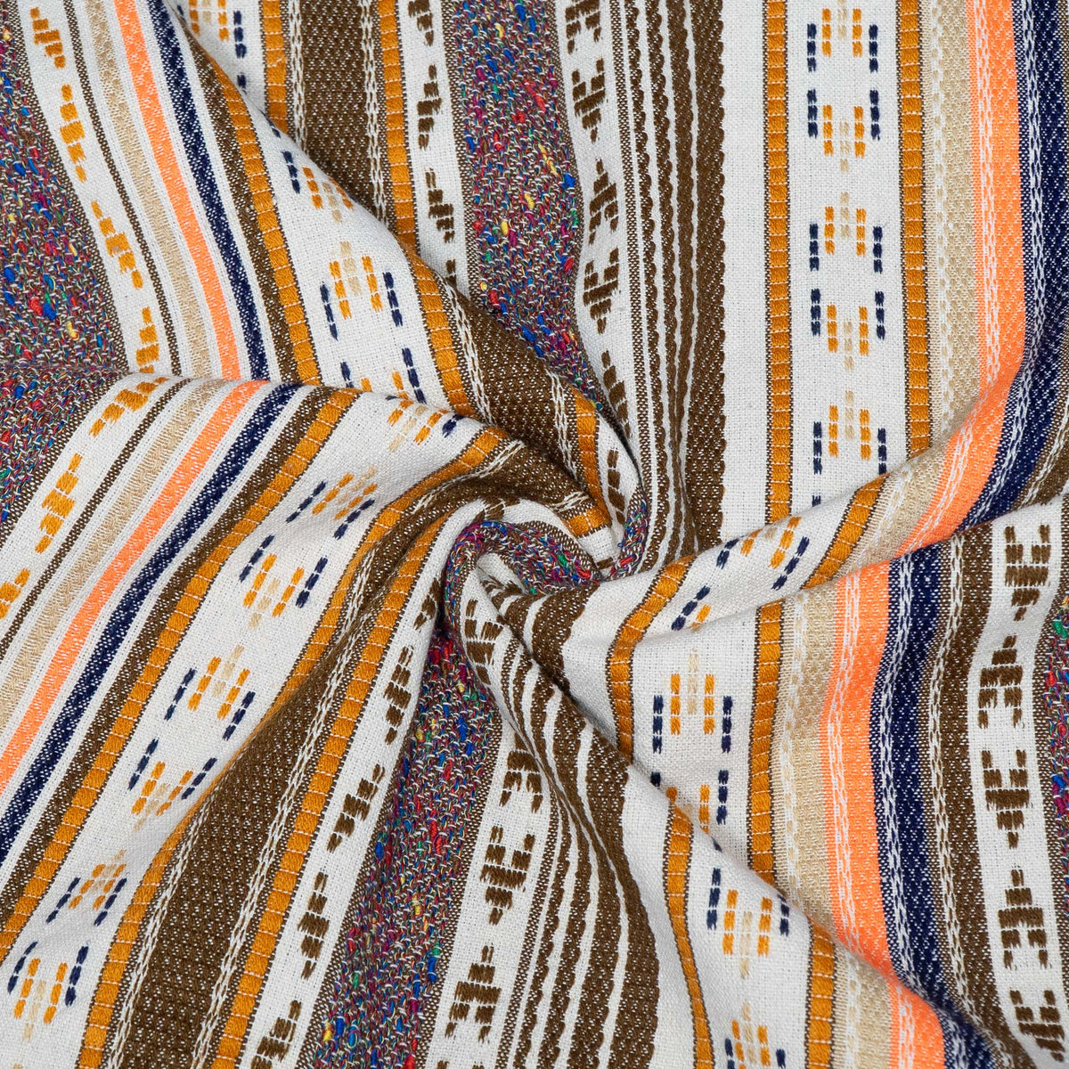 Multicolor Stripe Cotton Blend Jacquard Fabric for Furnishing | Width: 44"
