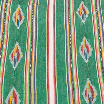 Parrot Green Multicolor Stripe Cotton Lightweight Jacquard Fabric for Dresses | Width: 44"