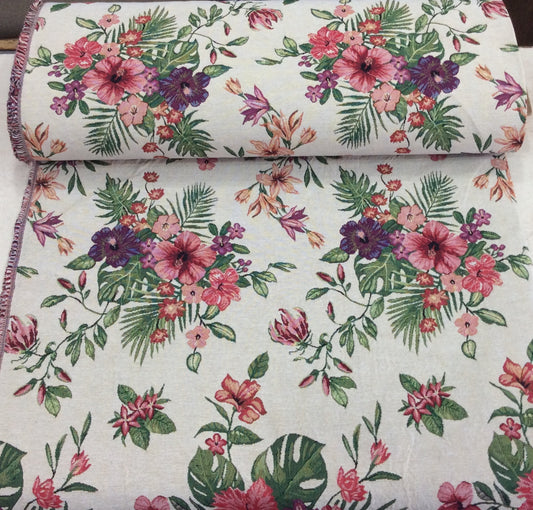 Off White Base Big Floral Design Cotton Jacquard (Sku : JD-80)
