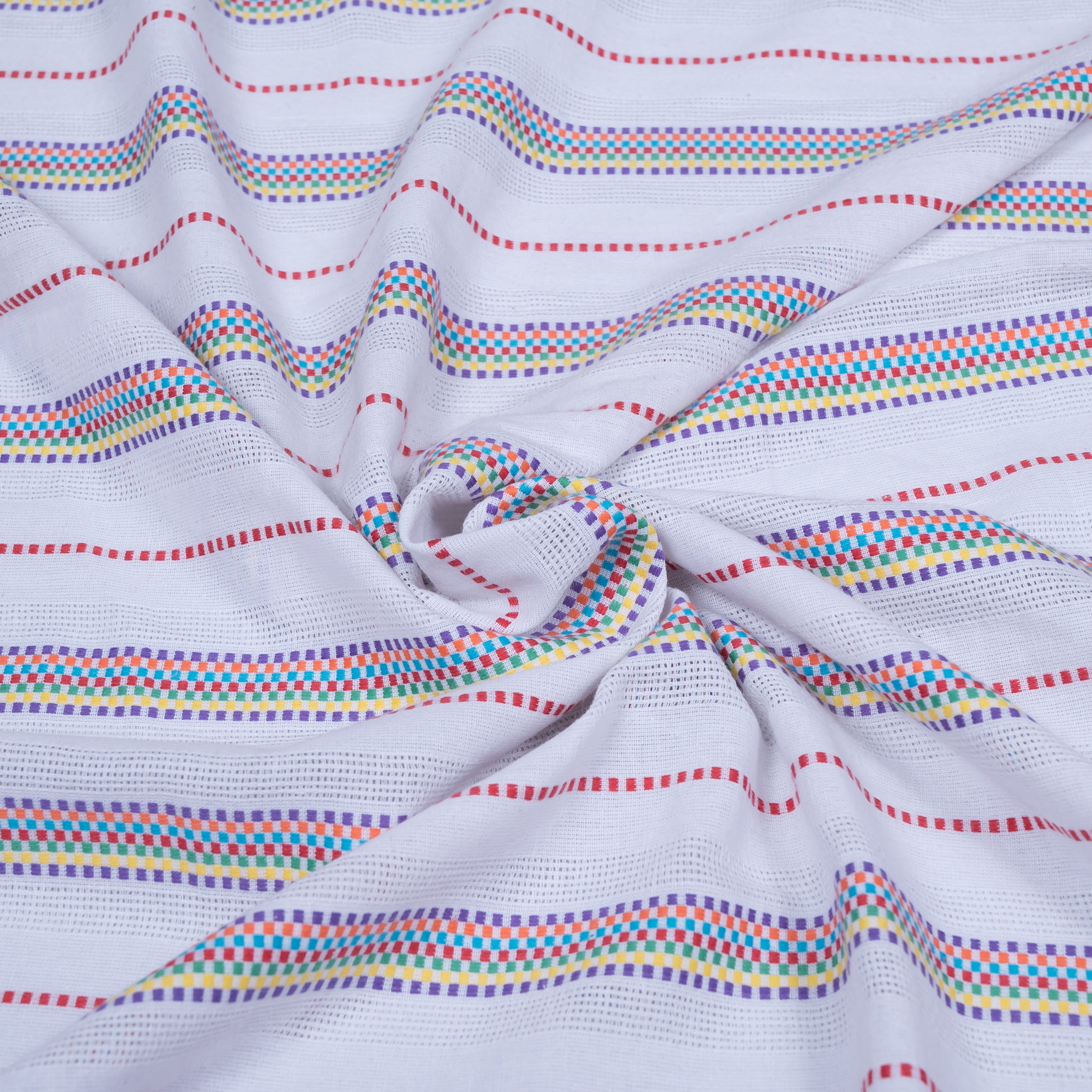 White & Multicolor Lightweight Cotton Jacquard (SKU: JD-85)