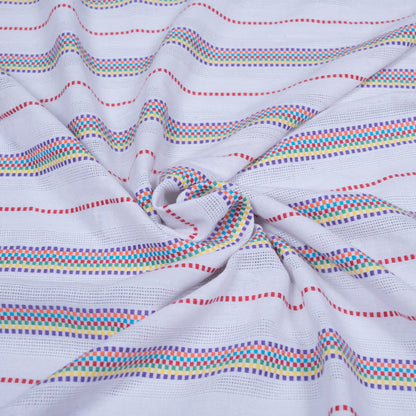 White & Multicolor Lightweight Cotton Jacquard | SKU: JD-85