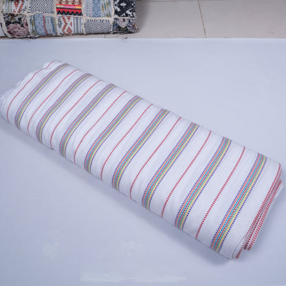 White & Multicolor Lightweight Cotton Jacquard | SKU: JD-85