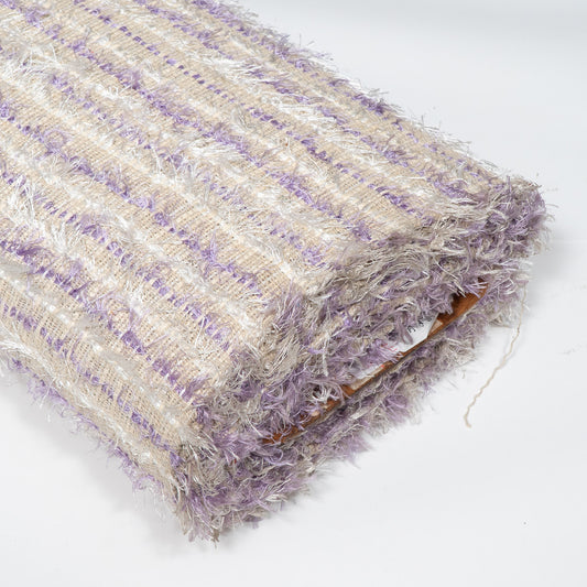 Purple & White Fringe Cotton Blend Jacquard Fabric - 44" (112 cm)