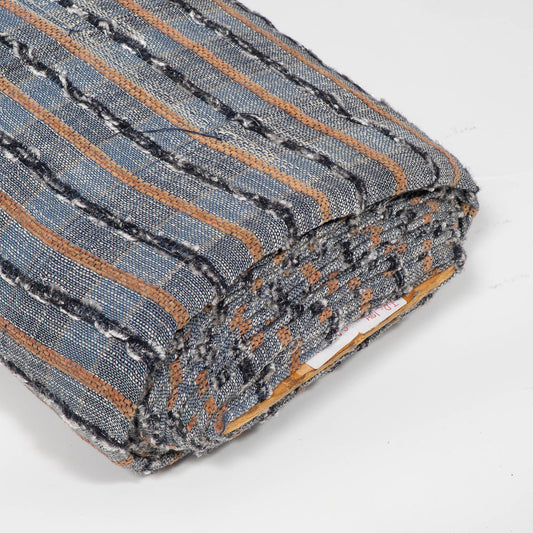 Grey, Black & Orange Stripe Cotton Blend Jacquard Fabric - 44" (112 cm)