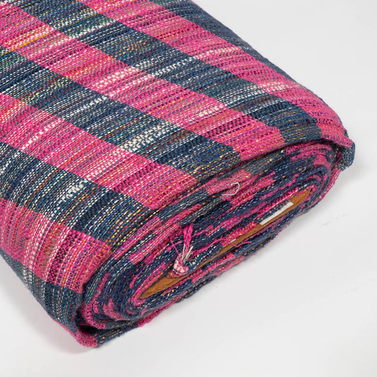 Pink, Blue & White Stripe Cotton Blend Jacquard Fabric - 44" (112 cm)