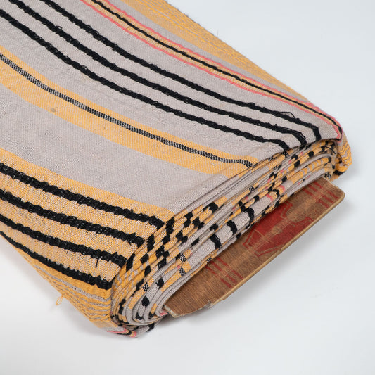 Grey, Yellow & Black Stripe Cotton Jacquard Fabric - 40" (102 cm)