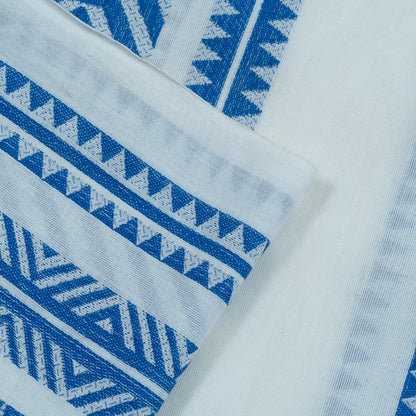Blue & White color Lightweight Cotton Jacquard | SKU: JDD-273