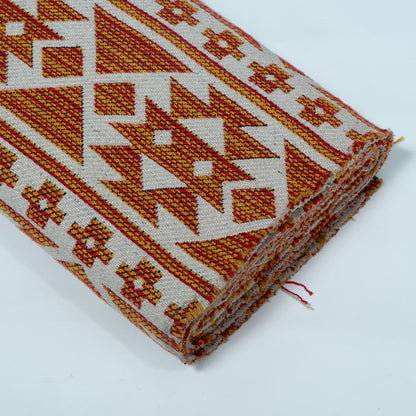 Orange & White Abstract Design Cotton Blend Jacquard | SKU: JDD-277