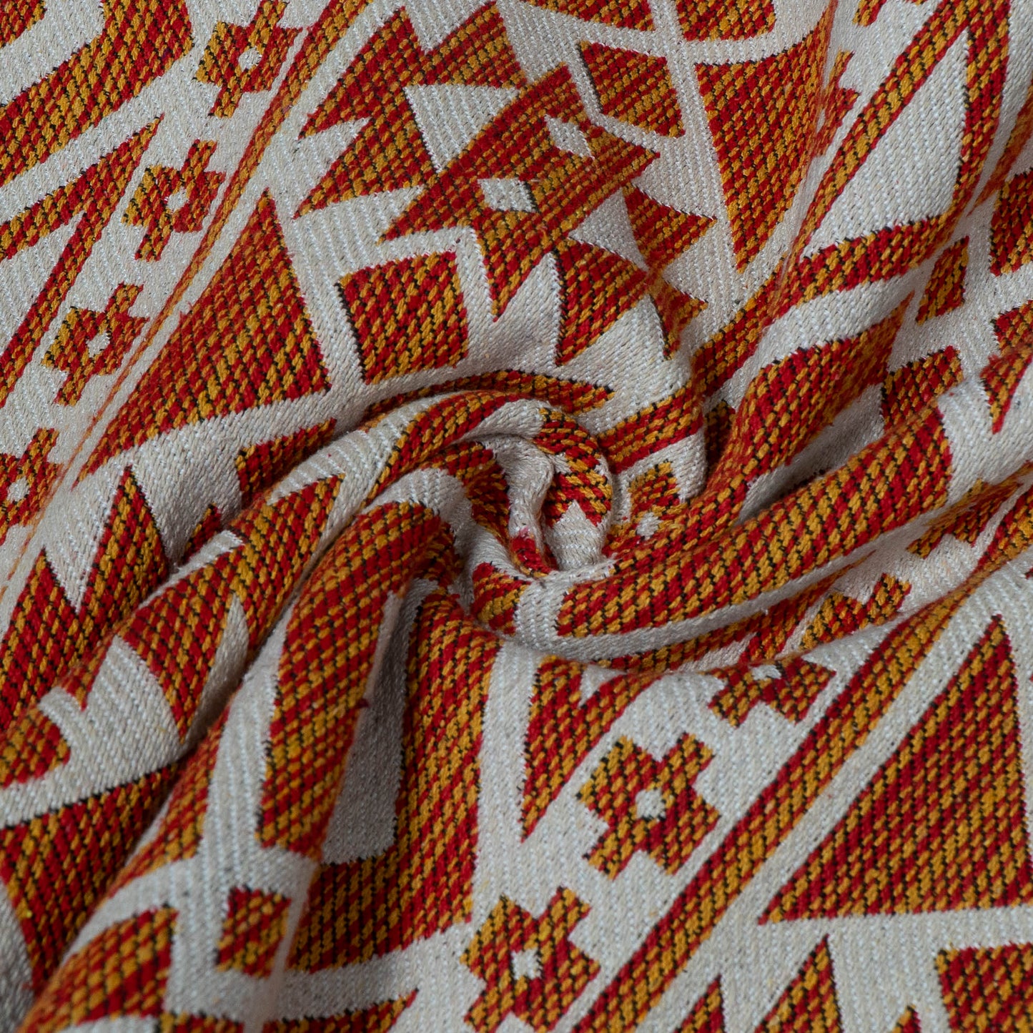 Orange & White Abstract Design Cotton Blend Jacquard | SKU: JDD-277