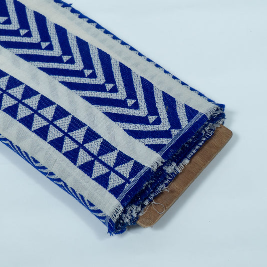 White & Blue Lightweight Cotton Acrylic Jacquard | SKU: JDD-288