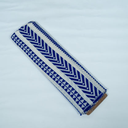 White & Blue Lightweight Cotton Acrylic Jacquard | SKU: JDD-288