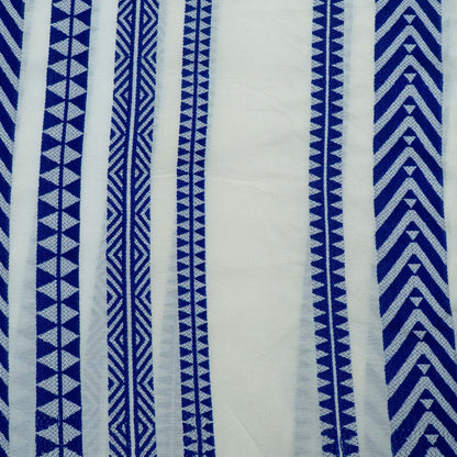 White & Blue Lightweight Cotton Acrylic Jacquard | SKU: JDD-288