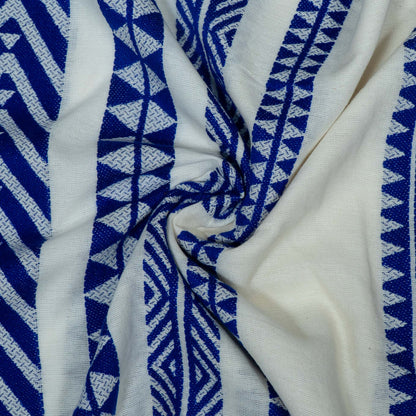 White & Blue Lightweight Cotton Acrylic Jacquard | SKU: JDD-288
