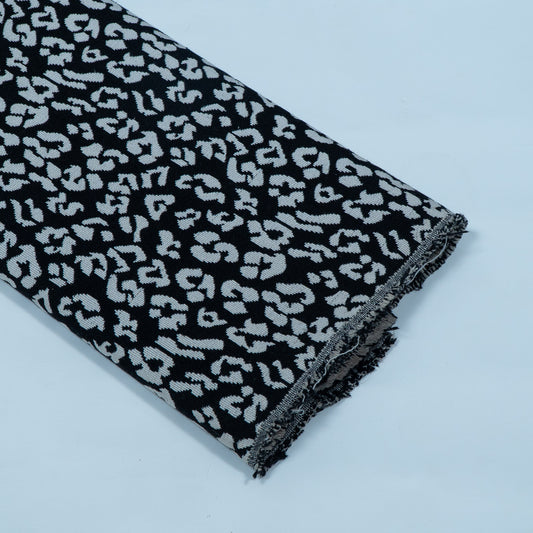 Black & White Leopard Design Cotton Blend Jacquard | SKU: JDD-299