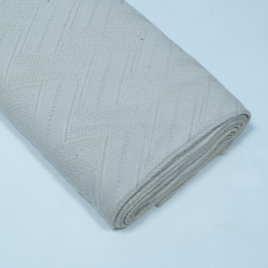 Off White Textured Dyeable Cotton Jacquard | SKU: JDD-301