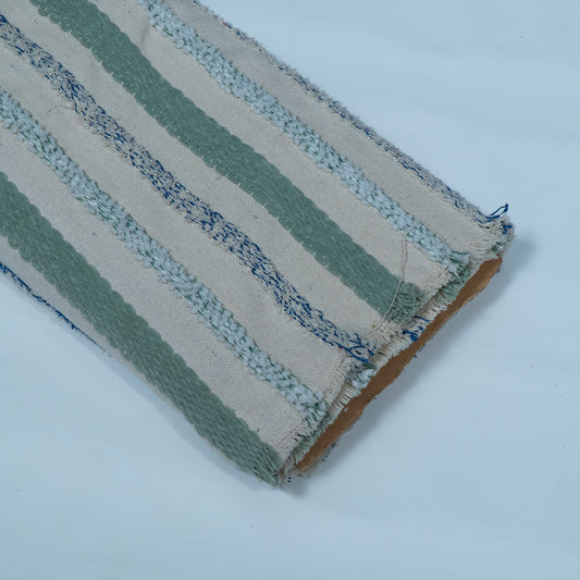 White And Blue Strepe Cotton Jacquard Fabric | SKU: JDD-314