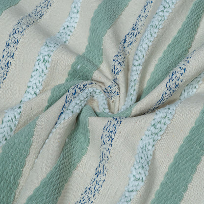 White And Blue Strepe Cotton Jacquard Fabric | SKU: JDD-314