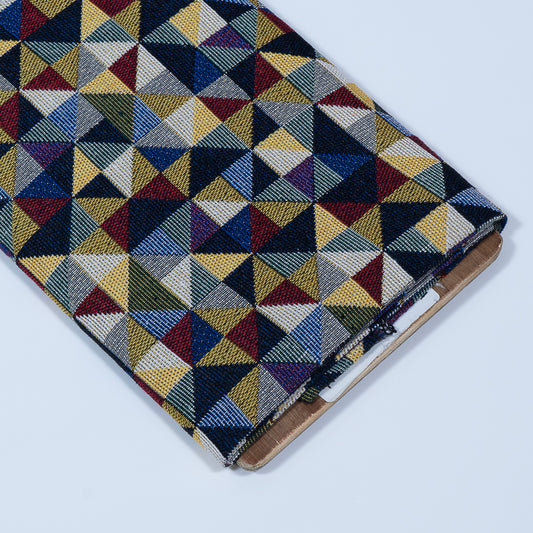 Multicolor Cotton Blend Geometric Design Jacquard  (Sku: JDD-389)