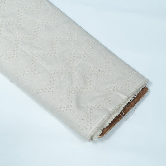 Off White Chevron Design Dyeable Cotton Jacquard | SKU: JDD-390