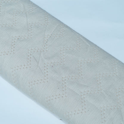 Off White Chevron Design Dyeable Cotton Jacquard | SKU: JDD-390